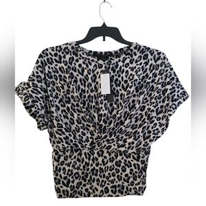 Cynthia Steffe Womens Top Grey Animal Print Size Medium NWT
